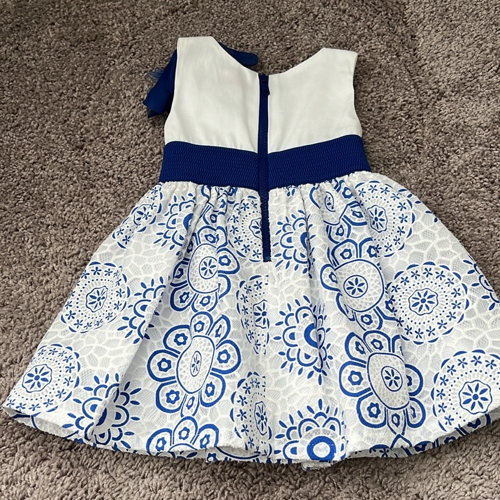ZOE LTD Blue & White Floral Formal Toddler Dress - Picture 6 of 7